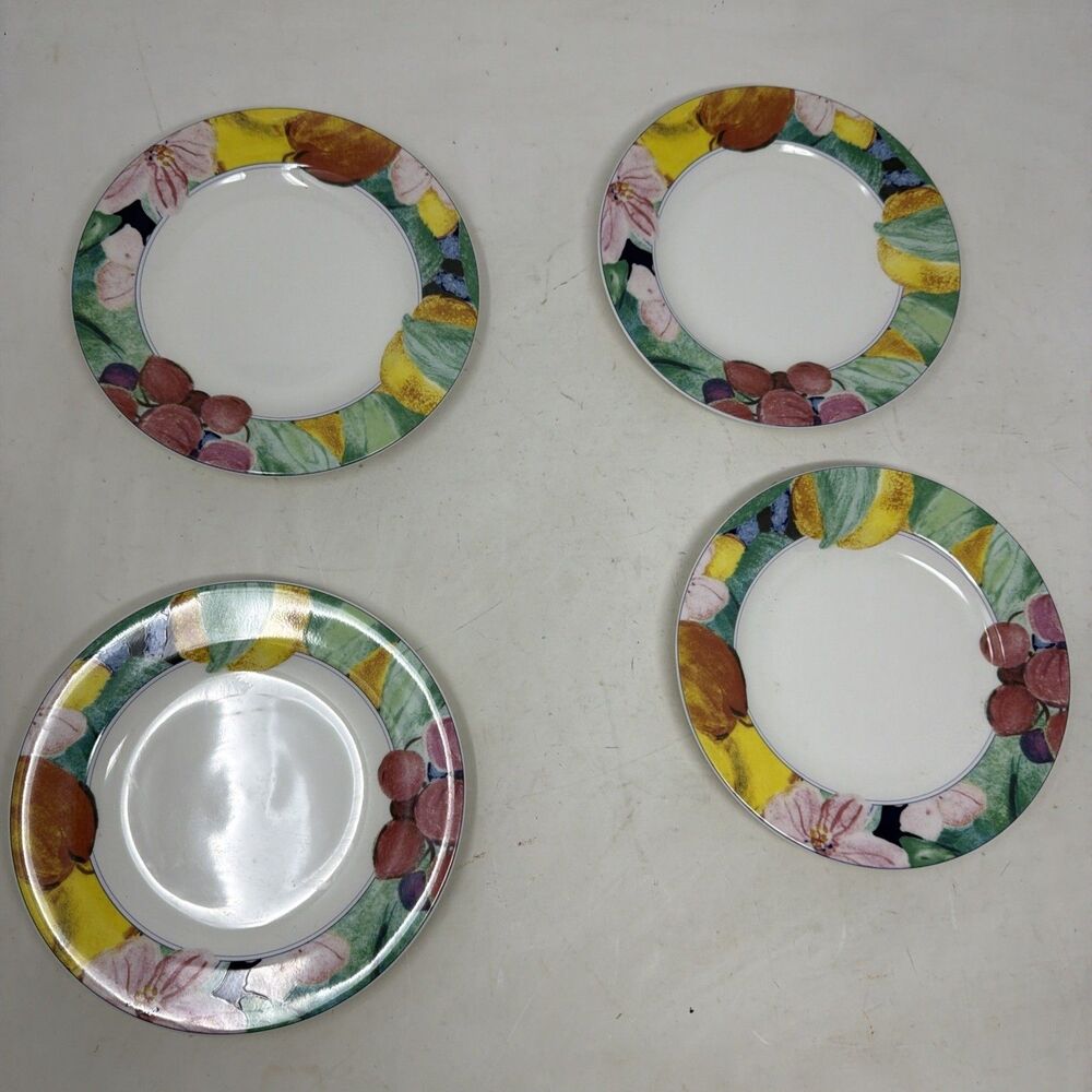Set of 4 Mikasa Maxima EXOTIC GARDEN BREAD & BUTTER PLATES 6 1/2" MINT CONDITION